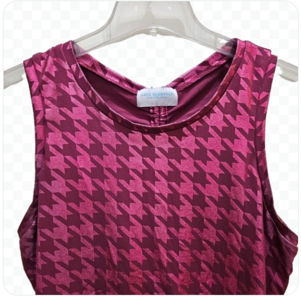 Burn Boot Camp Pink Houndstooth Pattern Scrunch B… - image 2